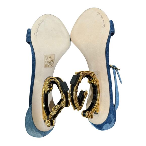 Dolce & Gabbana 105mm DG Heel Patchwork Denim Sandals – Size 39 EU - Picture 10 of 12